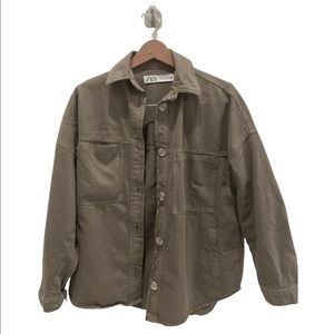 Zara Army Green Cotton Shacket